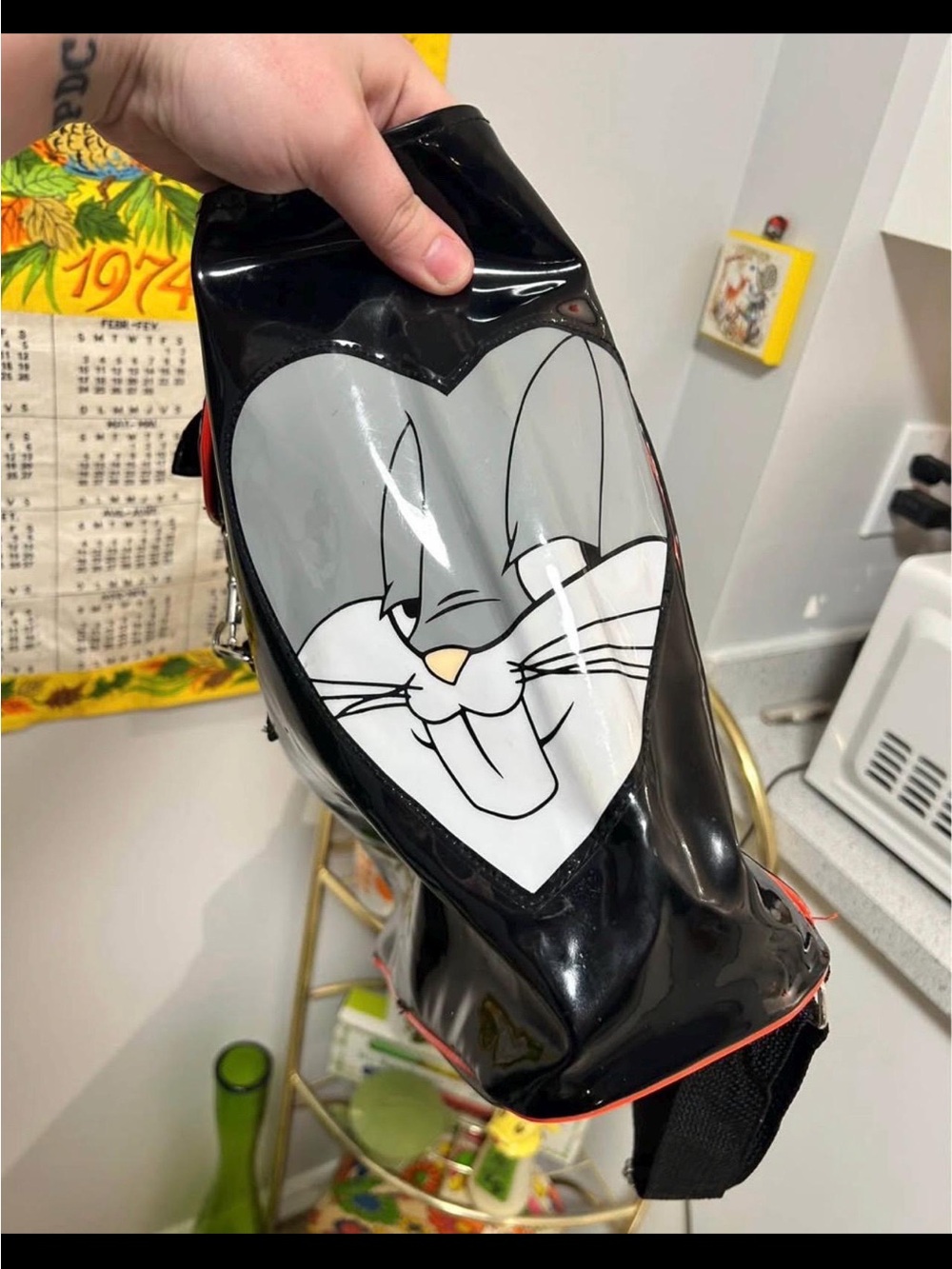 1997 Looney Tunes Black Patent Bugs Bunny Backpack - Picture 3 of 8